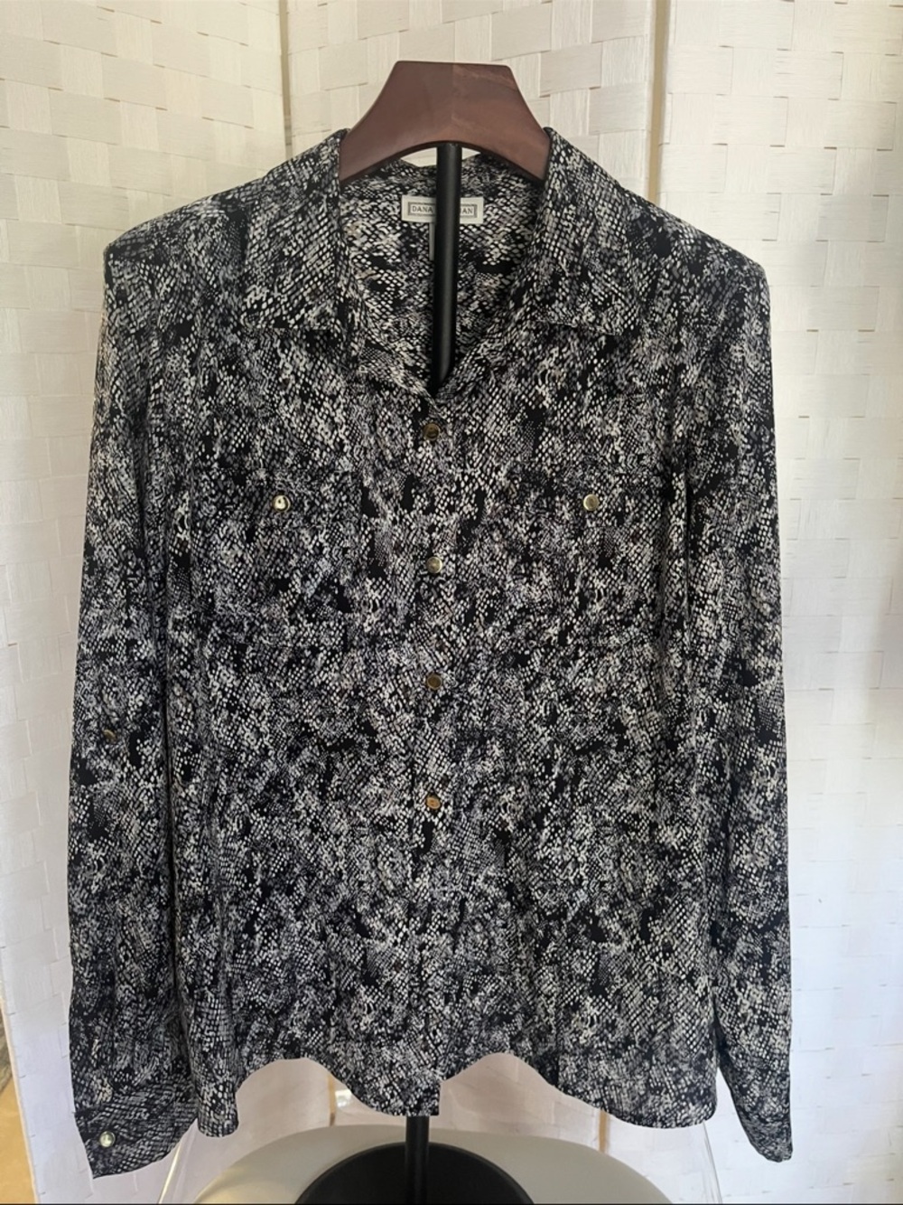 Dana Buchman Black and White Snake-Print Blouse